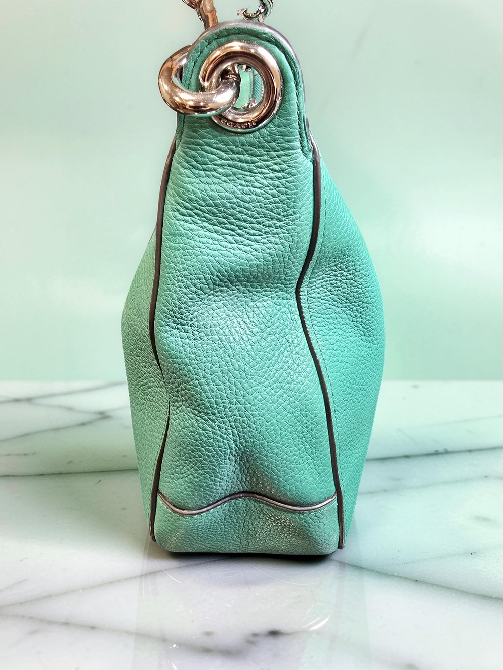 Coach Jes Leather Hobo Bag Mint Green Horse & Carriage-F72702 - Picture 5 of 14